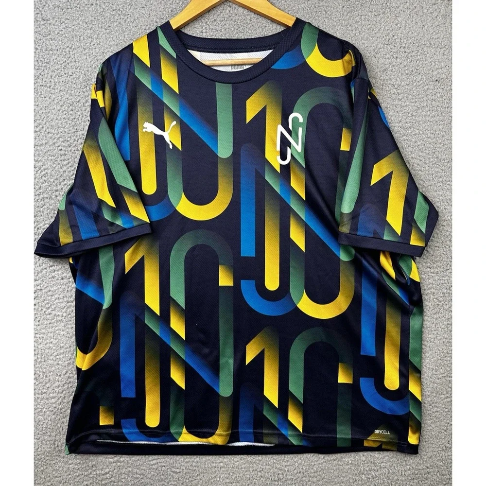 Neymar Jr Hero Soccer Jersey Men's Size 2XL XXL Navy Blue Yellow Graphic PUMA
